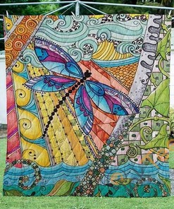 Dragonfly Colorfull Quilt Blanket Bedding Set With Pillowcase Option