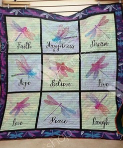 Dragonfly Faith Happiness Love Quilt Blanket Bedding Set