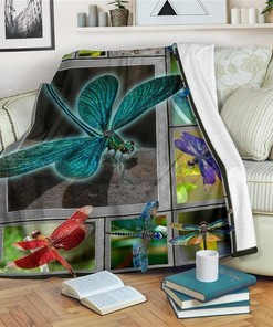 Dragonfly Frame Dragonfly Lover Sherpa Blanket Fleece Blanket Gifts for Fans