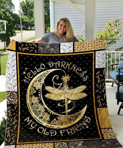 Dragonfly Hello Darkness My Old Friends Quilt Blanket Bedding Set