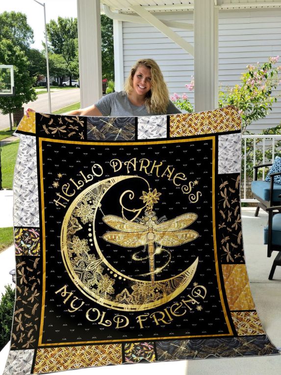 Dragonfly Hello Darkness My Old Friends Quilt Blanket Bedding Set