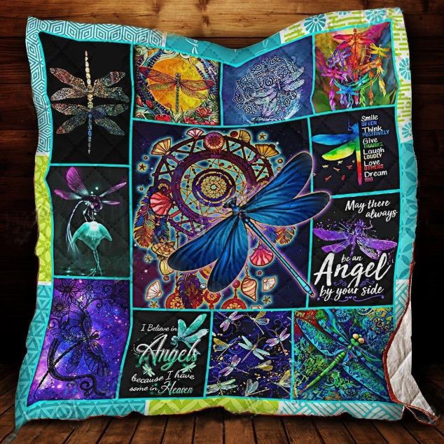 Dragonfly I Believe I Angels Because I Have Some In Heaven Quilt Blanket Bedding Set