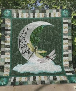 Dragonfly I Love You To The Moon And Back Quilt Blanket Bedding Set