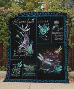 Dragonfly Let Your Faith Be Greater Than Your Fears Quilt Blanket Bedding Set