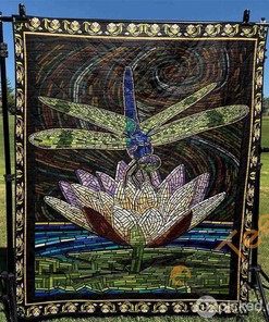 Dragonfly Love Lotus Quilt Blanket Bedding Set