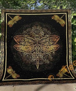 Dragonfly Mandala Quilt Blanket Bedding Set With Pilliwcases Option