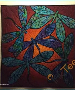 Dragonfly Quilt Blanket Bedding Set With Pilliwcases Option