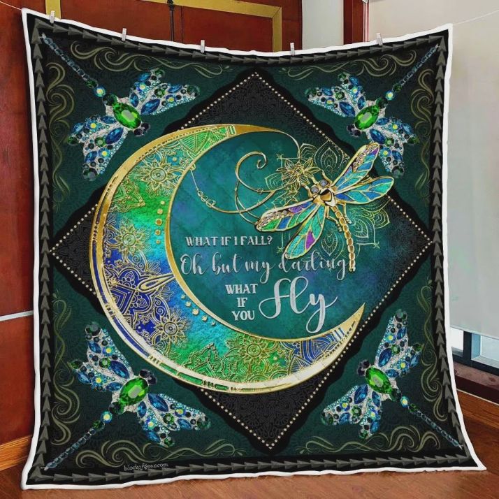 Dragonfly What If You Fall Oh But My Darling What If You Fly Quilt Blanket