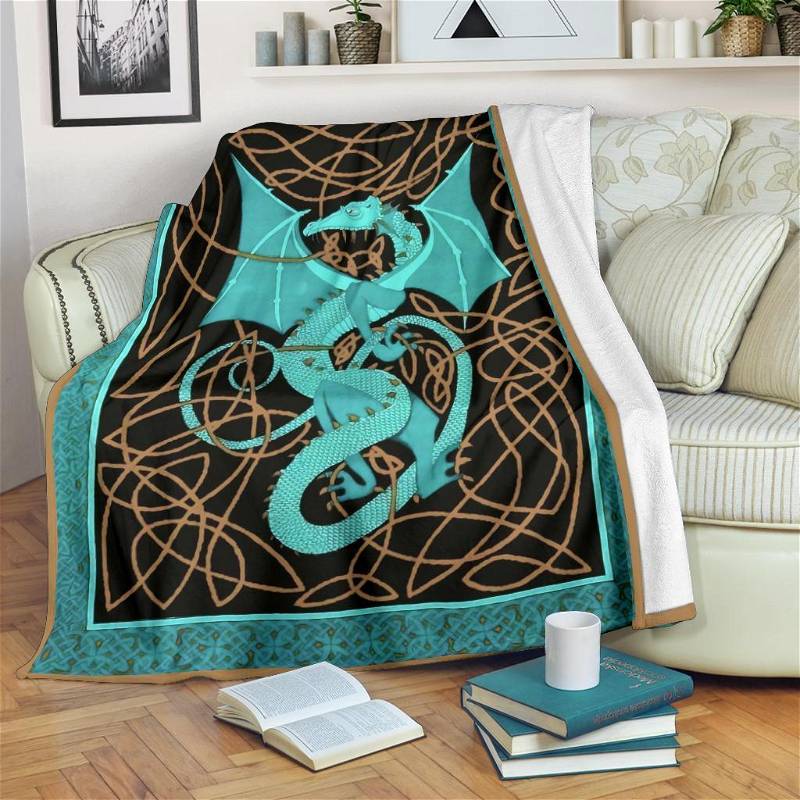 Draw Dragon Dragon Lover Sherpa Fleece Blanket Gifts for Family, for Couple