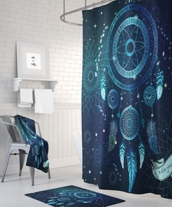Dream Catcher Shower Curtain, Follow Your Dreams Galaxy Blue