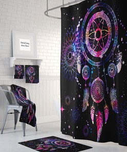 Dreamcatcher Boho Chic Shower Curtain, Bath Towels, Bath Mat
