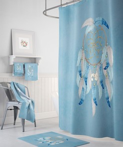 Dreamcatcher Shower Curtain Watercolor Aqua Many Variants Bath Towel Bath Mat Set Options