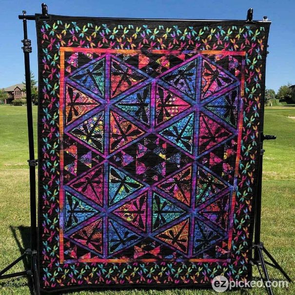 Dreamy Galaxy Dragonflies Quilt Blanket Bedding Set