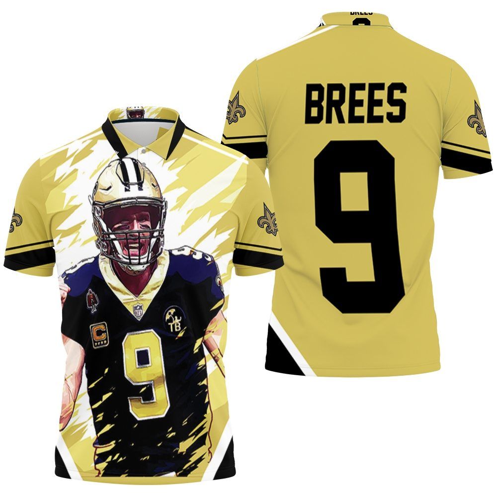 Drew Brees New Orleans Saints Artwork Polo Shirt All Over Print Shirt 3d T-shirt