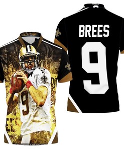 Drew Brees New Orleans Saints Black & Yellow Polo Shirt All Over Print Shirt 3d T-shirt