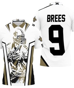 Drew Brees New Orleans Saints Watercolor White Background 3D All Over Print Polo Shirt