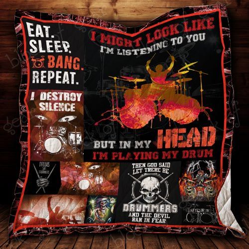 Drums I Might Look Like I'm Listening To You Quilt Blanket Bedding Set