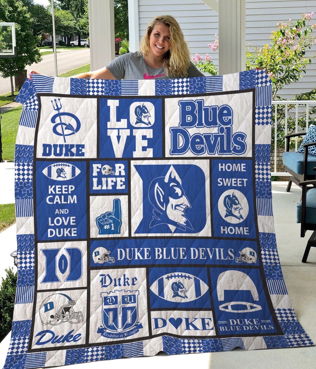 Duke Blue Devils Ncaa Quilt Blanket Bedding Set