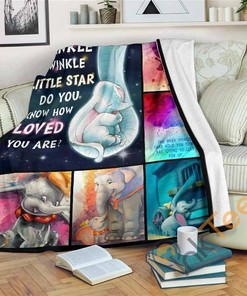 Dumbo And Mom Sherpa Fleece Blanket Gifts for Family, for Couple