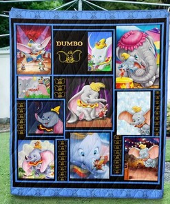 Dumbo Blue Fabric Quilt Blanket Bedding Set for Home Décor