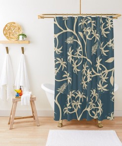 Durable And Unique Boho Botanic Blue Shower Curtain For Your Eco-Friendly Bathroom
