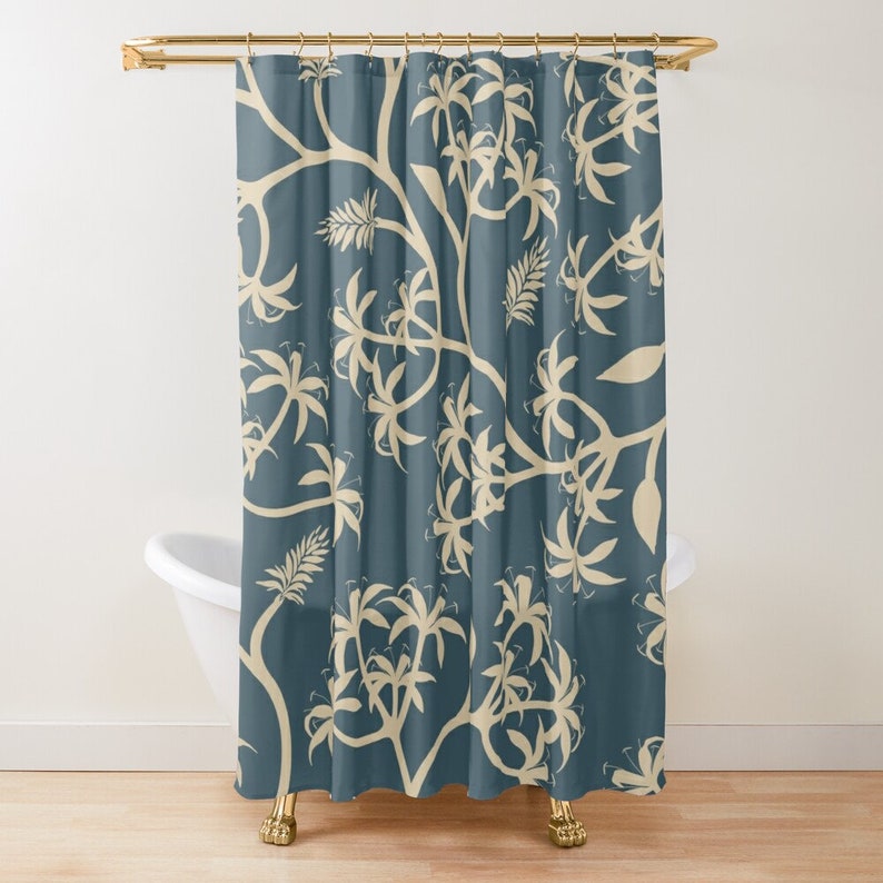 Durable And Unique Boho Botanic Blue Shower Curtain For Your Eco-Friendly Bathroom - Image 4
