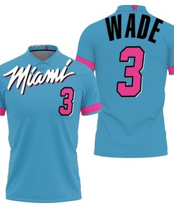 Dwyane Wade Heat 2020 Blue City Edition Jersey Inspired 3D All Over Print Polo Shirt