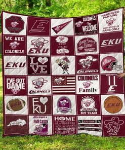 EKU Ncaa Eastern Kentucky Colonels Collection Quilt Blanket Bedding Set