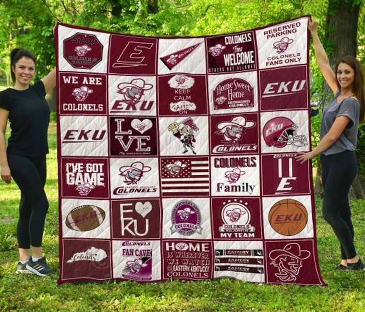 EKU Ncaa Eastern Kentucky Colonels Collection Quilt Blanket Bedding Set