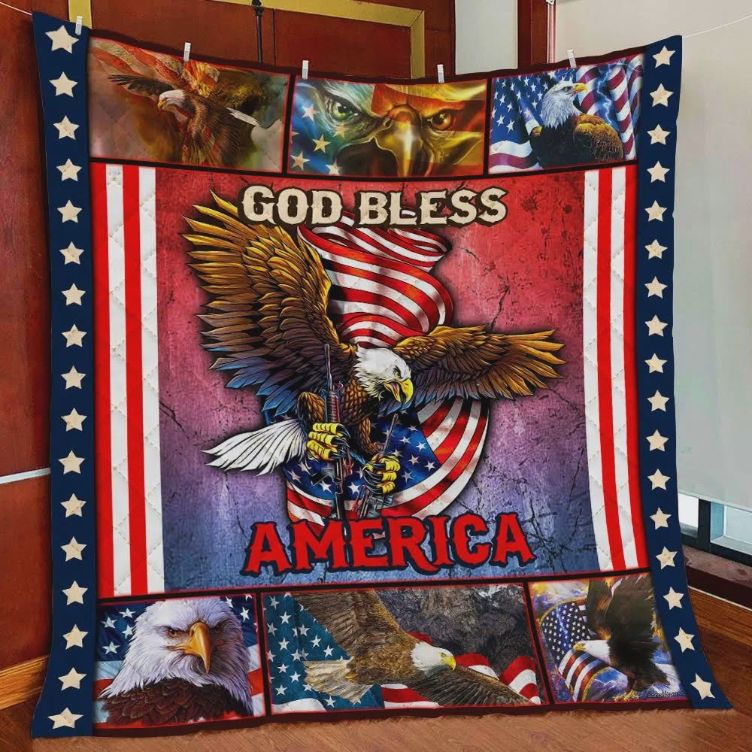 Eagle God Bless America Great Customized Quilt Blanket