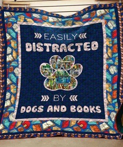 Easily Distracted By Dogs And Books Quilt Blanket Bedding Set