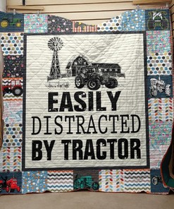 Easily Distracted By Tractor Quilt Blanket Bedding Set
