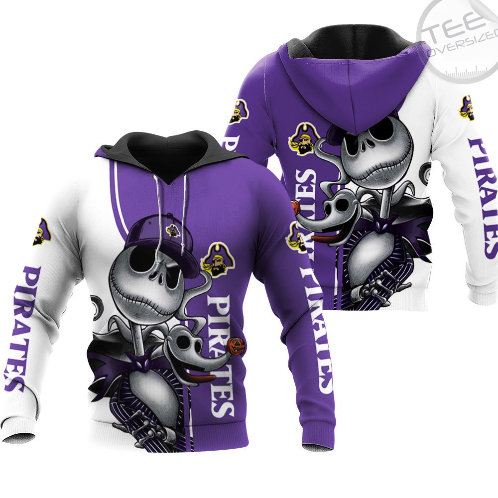 East Carolina Pirates Jack Skellington And Zero 3D Hoodie