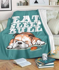 Eat Sleep Bull Sherpa Fleece Blanket Gifts for Family, for Couple