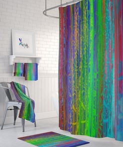 Eclectic Rainbow Shower Curtain Boho Bathroom Decor
