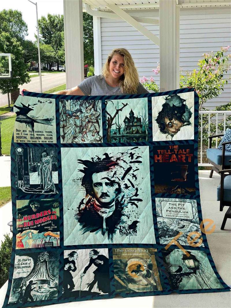 Edgar Allan Poe Personalized Quilt Blanket and Bedding Set with 2 Pillowcases