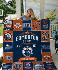 Edmonton Oilers Collection Let's Go Oilers Quilt Blanket Bedding Set