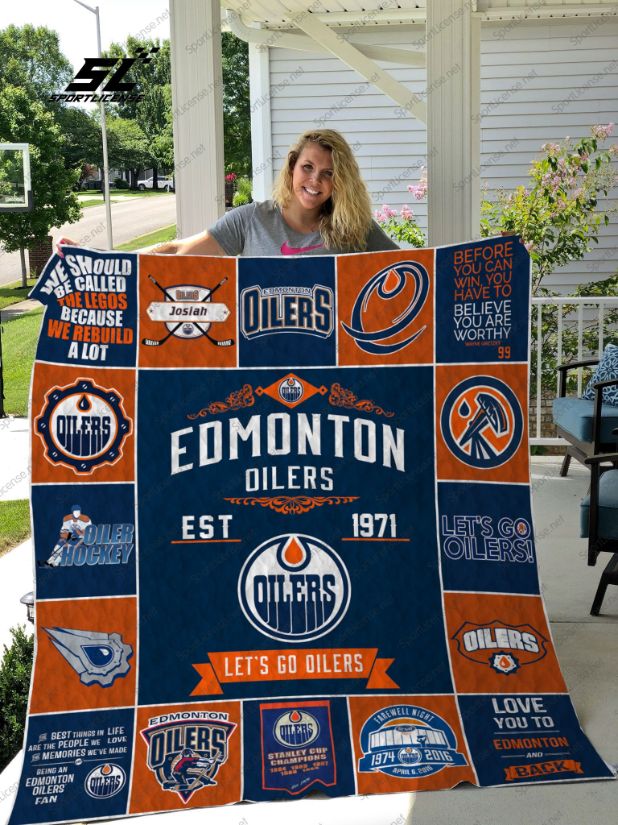 Edmonton Oilers Collection Let's Go Oilers Quilt Blanket Bedding Set