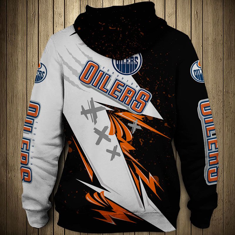 Edmonton Oilers Hoodie 3D Thunder Design Pullover Nhl - Image 2