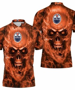 Edmonton Oilers Nhl Fans Skull 3D All Over Print Polo Shirt