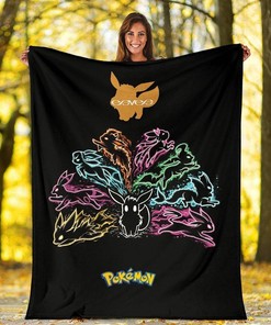 Eevee Funny Sherpa Fleece Blanket Gifts for Family, for Couple