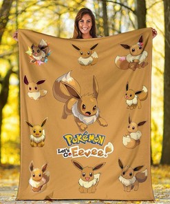 Eevee Sherpa Fleece Blanket Gifts for Family, for Couple