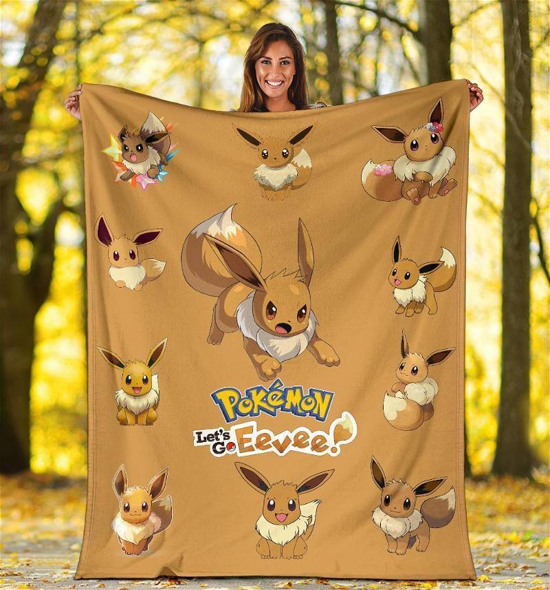 Eevee Sherpa Fleece Blanket Gifts for Family, for Couple