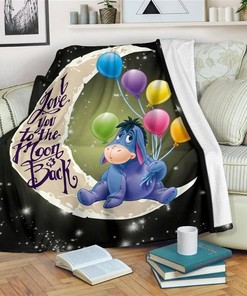 Eeyore I Love You To The Moon And Back Sherpa Fleece Blanket Gifts for Family, for Couple