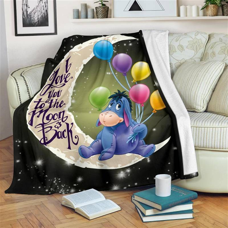 Eeyore I Love You To The Moon And Back Sherpa Fleece Blanket Gifts for Family, for Couple