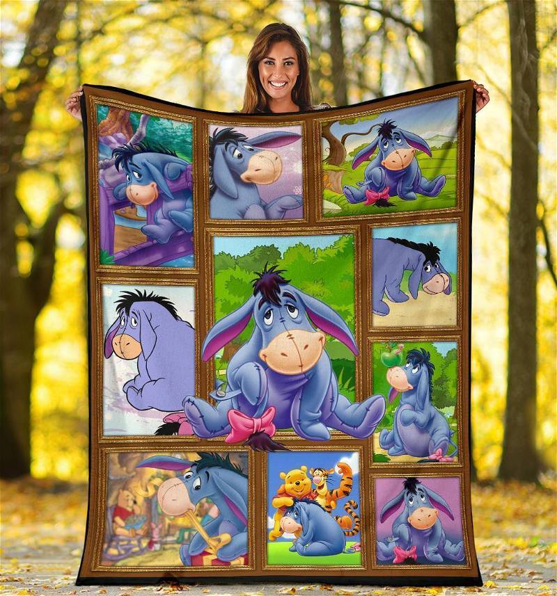 Eeyore Winnie The Pooh Friends Sherpa Fleece Blanket Gifts for Family, for Couple