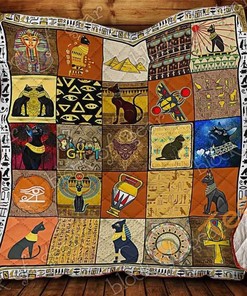 Egyptian Cat Quilt Blanket Bedding Set