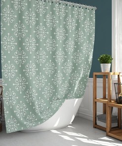 Elegant Baroque Shower Curtain, Classic Mint Green Contemporary Geometry, Home Bathroom Set Decor