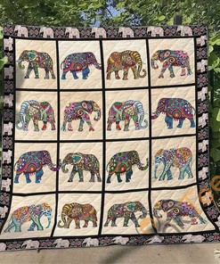 Elephant 3 Quilt Blanket Bedding Set With Pillowcase Option