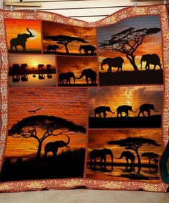 Elephant At Sunset Elephant Quilt Blanket Bedding Set